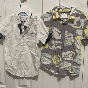Boys' White and Gray Button Down Shirt Set
